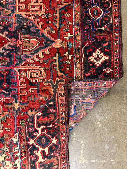 Hand-Knotted Persian Heriz Rug - 9’1”x11’11”