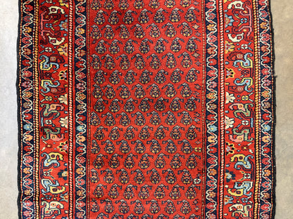 Antique Hand-Knotted Persian Kurdish Runner - 3’4”x13’