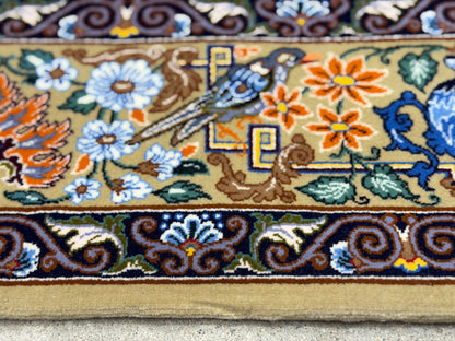 Hand-Knotted Persian Isfahan Rug -Garden of Birds- Signed Emadi - 3’7”x5’9”