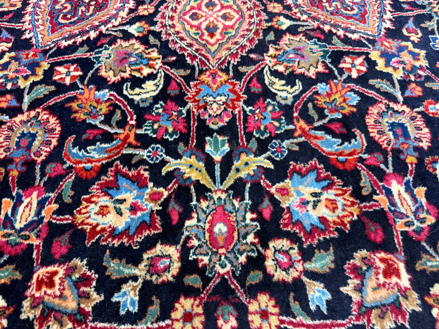 9’9”x13’2” Hand-Knotted Very Fine Antique Wool Persian Mashad Signed Saber Area Rug