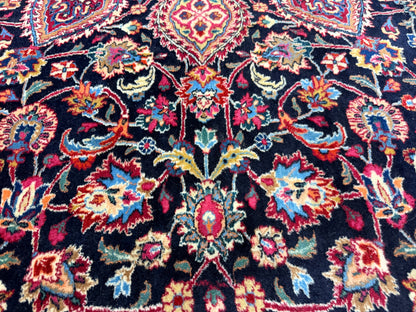 9’9”x13’2” Hand-Knotted Very Fine Antique Wool Persian Mashad Signed Saber Area Rug