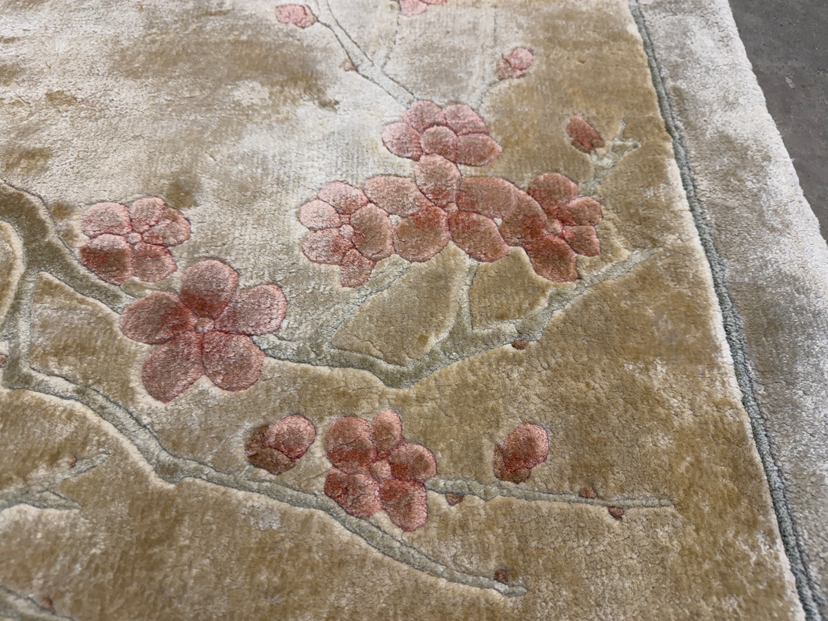 Pair of Antique Hand-Knotted 100% Silk Art Deco Rugs - 2’x4’