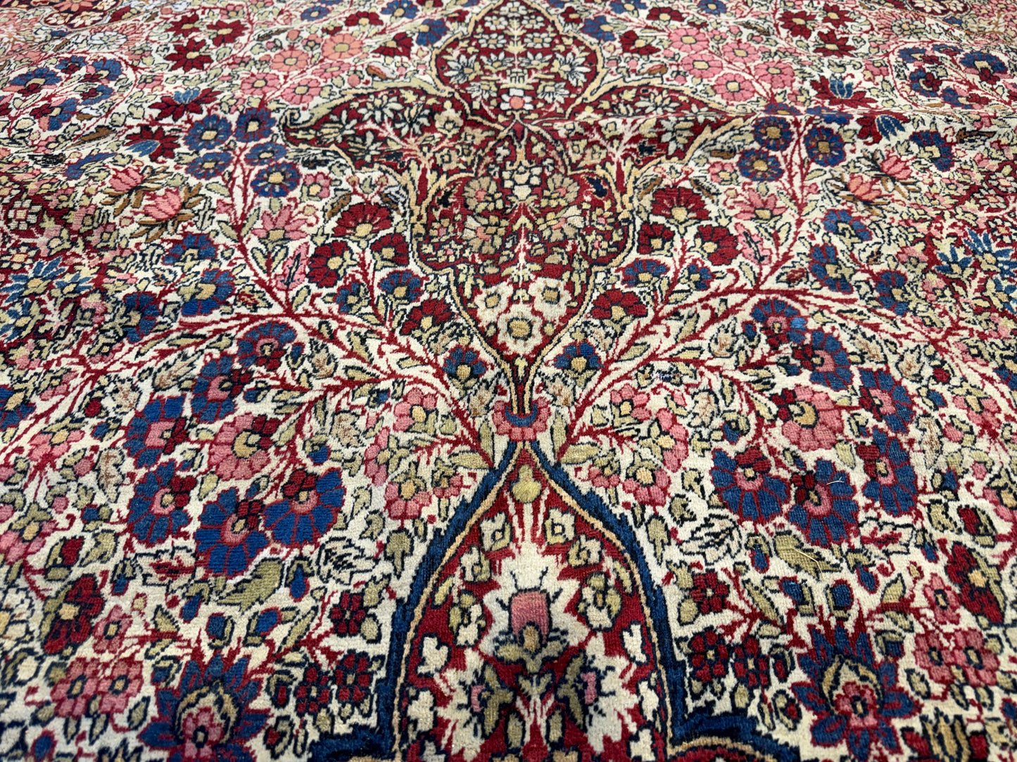 12’11”x21’7” Very Fine Collector Antique Hand-Knotted Signed Persian Kerman Area Rug
