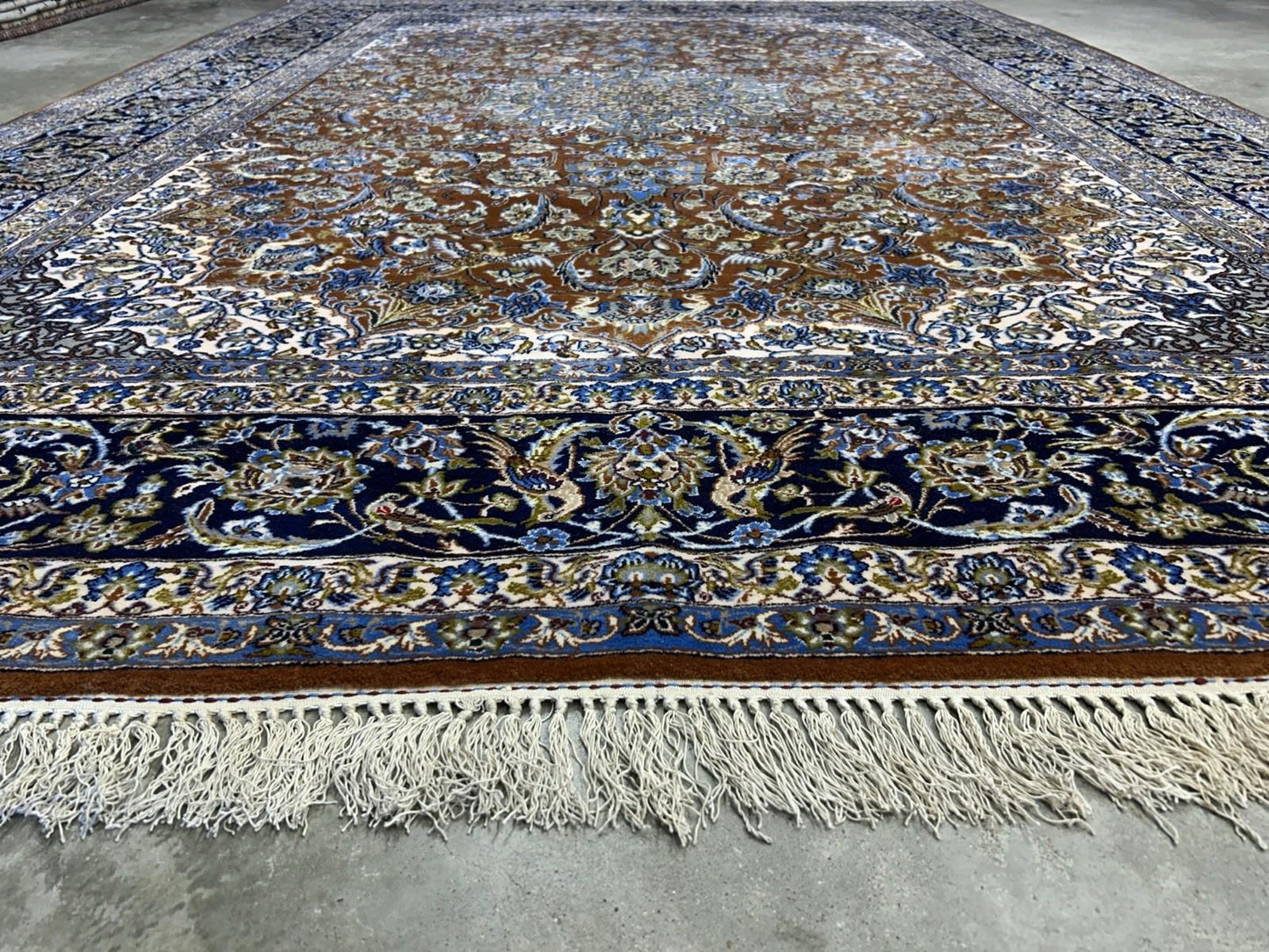 6’10”x9’10” Hand-Knotted  Fine Wool & Silk Isfahane  Area Rug - Medallion Carpet
