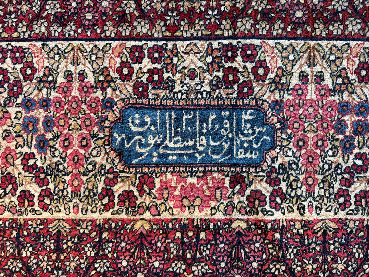 12’11”x21’7” Very Fine Collector Antique Hand-Knotted Signed Persian Kerman Area Rug