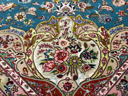 Hand-Knotted 80 Raj Persian Tabriz Rug - Signed Aghazadeh - 5'9"x9'5"