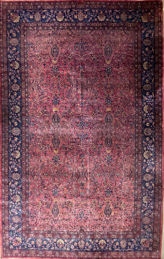 10’4”x16’4” Antique Hand-Knotted Fine Manchester Wool Persian Kashan Area Rug