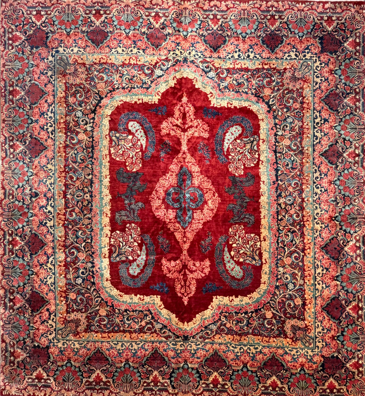 11’7”x12’10” Hand-Knotted Persian Sarouk Area Rug