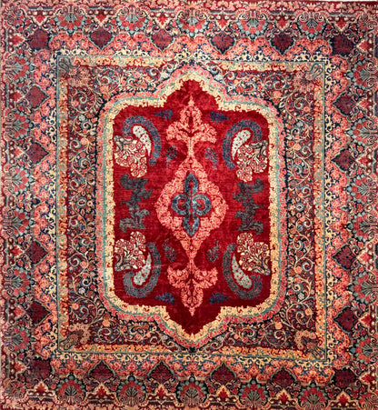 11’7”x12’10” Hand-Knotted Persian Sarouk Area Rug
