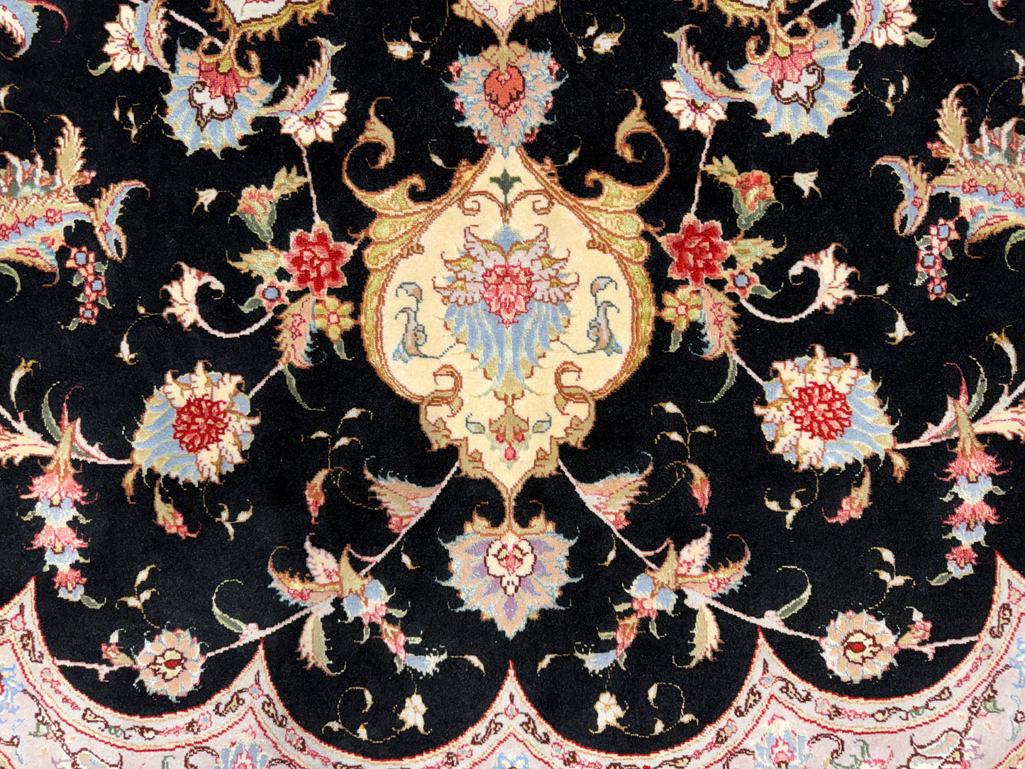 10’ Diameter Very Fine Hand-Knotted Wool & Silk Round Tabriz Persian Rug - 10x10 Handmade Carpet