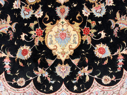 10’ Diameter Very Fine Hand-Knotted Wool & Silk Round Tabriz Persian Rug - 10x10 Handmade Carpet