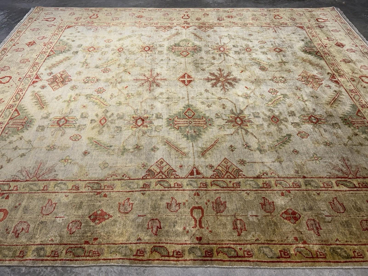 8’4”x10’ Hand-Knotted Wool Oushak All-over Area Rug