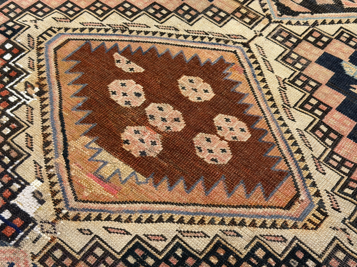 Antique Hand-Knotted Russian Kazak Rug - 4'9"x10'2"