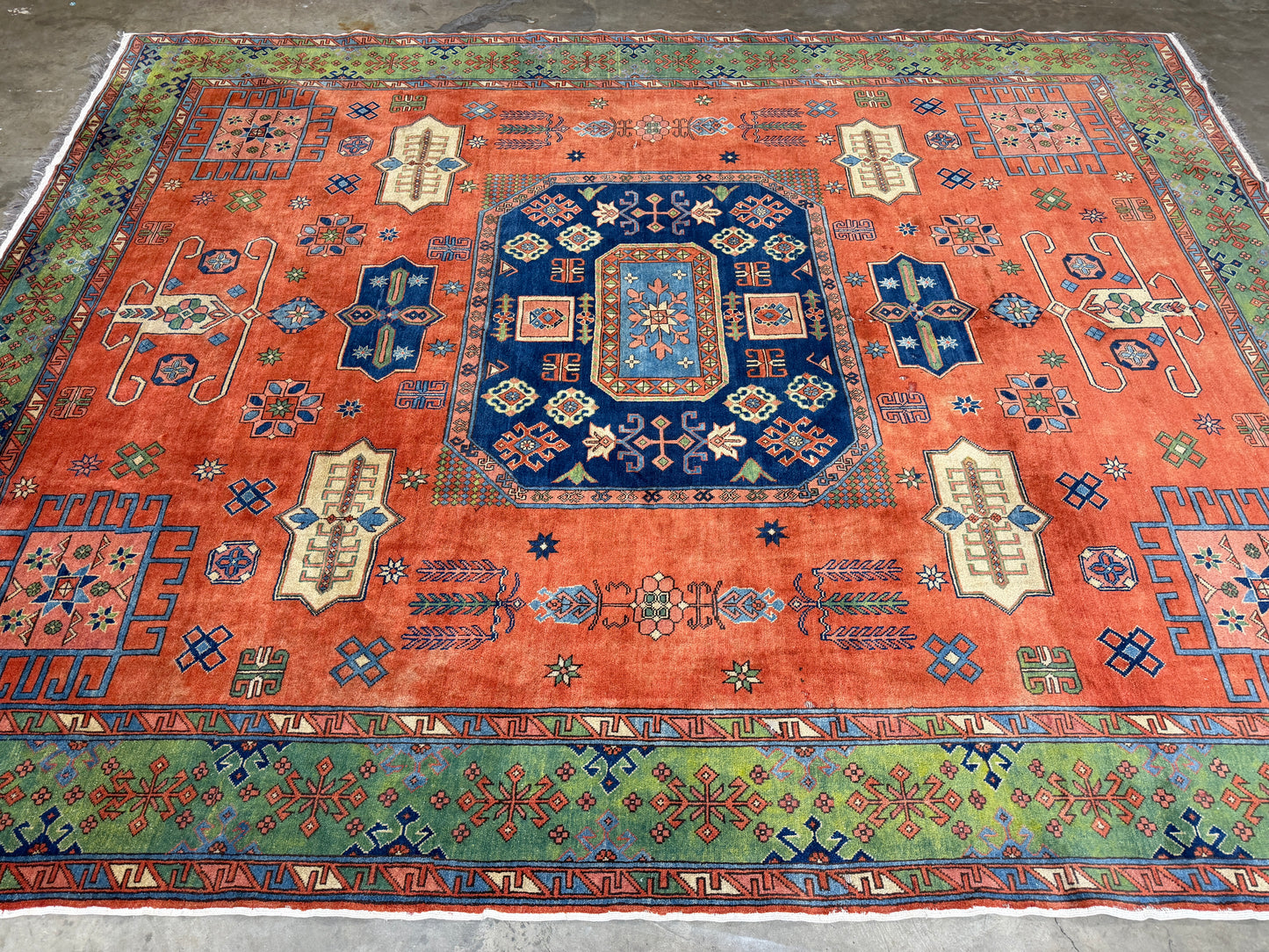 8’10”x11’ Hand-Knotted Wool Kazak Area Rug