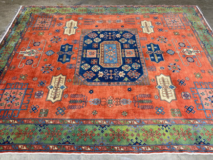 8’10”x11’ Hand-Knotted Wool Kazak Area Rug
