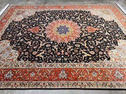 10’x13’ Hand-Knotted 70 Raj Persian Tabriz Rug