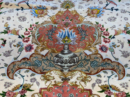 11’4”x16’2” Very Fine Hand-Knotted Persian Tabriz 80 Raj Signed Area Rug