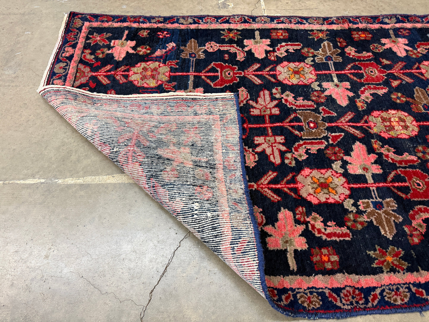 3’6”x4’11” Antique Hand-Knotted Wool Hamadan Persian Rug 3x5 Floral Handmade Carpet