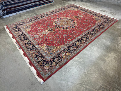 9’8”x13’4” Very Fine Hand-Knotted Persian Tabriz 80 Raj Signed Gharabaghi Area Rug