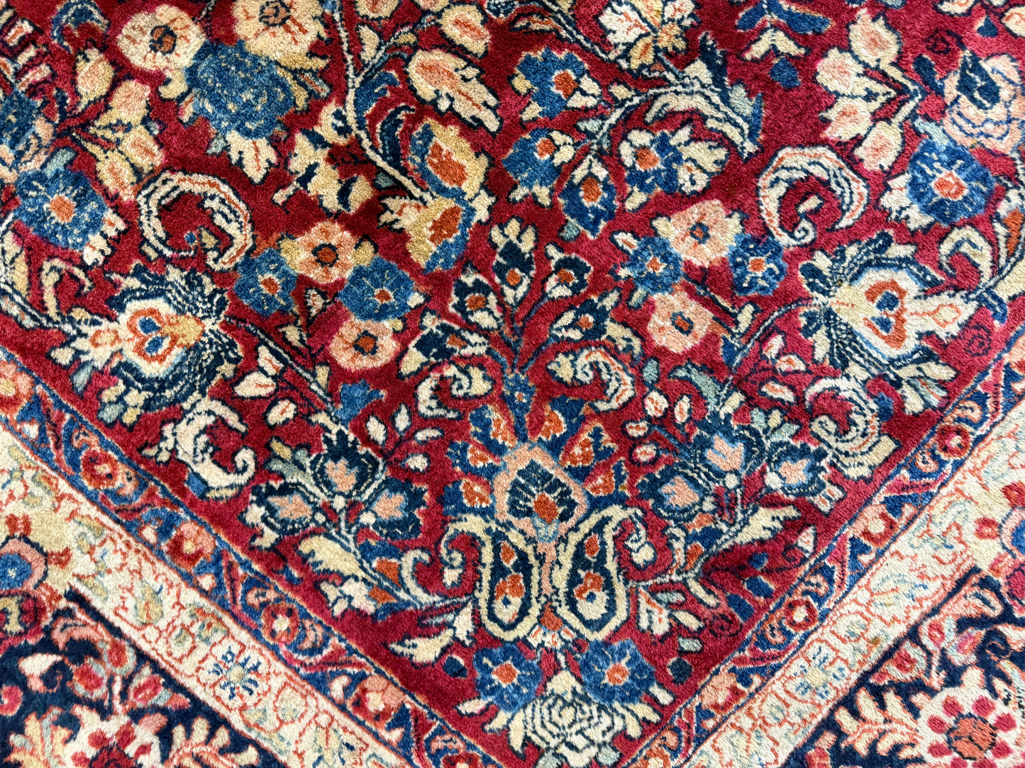8’8”x11’6” Antique Hand-Knotted Wool Sarouk Persian Rug 8x11 Red Handmade Carpet