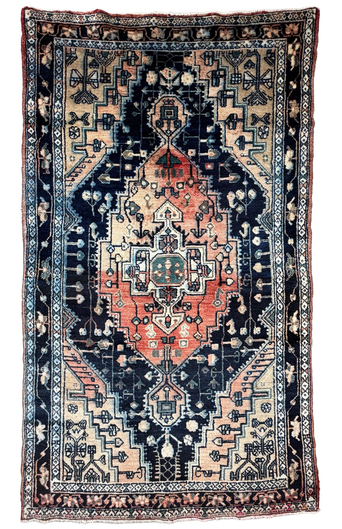 Hand-Knotted Persian Hamadan Rug - 4’3”x7’6”