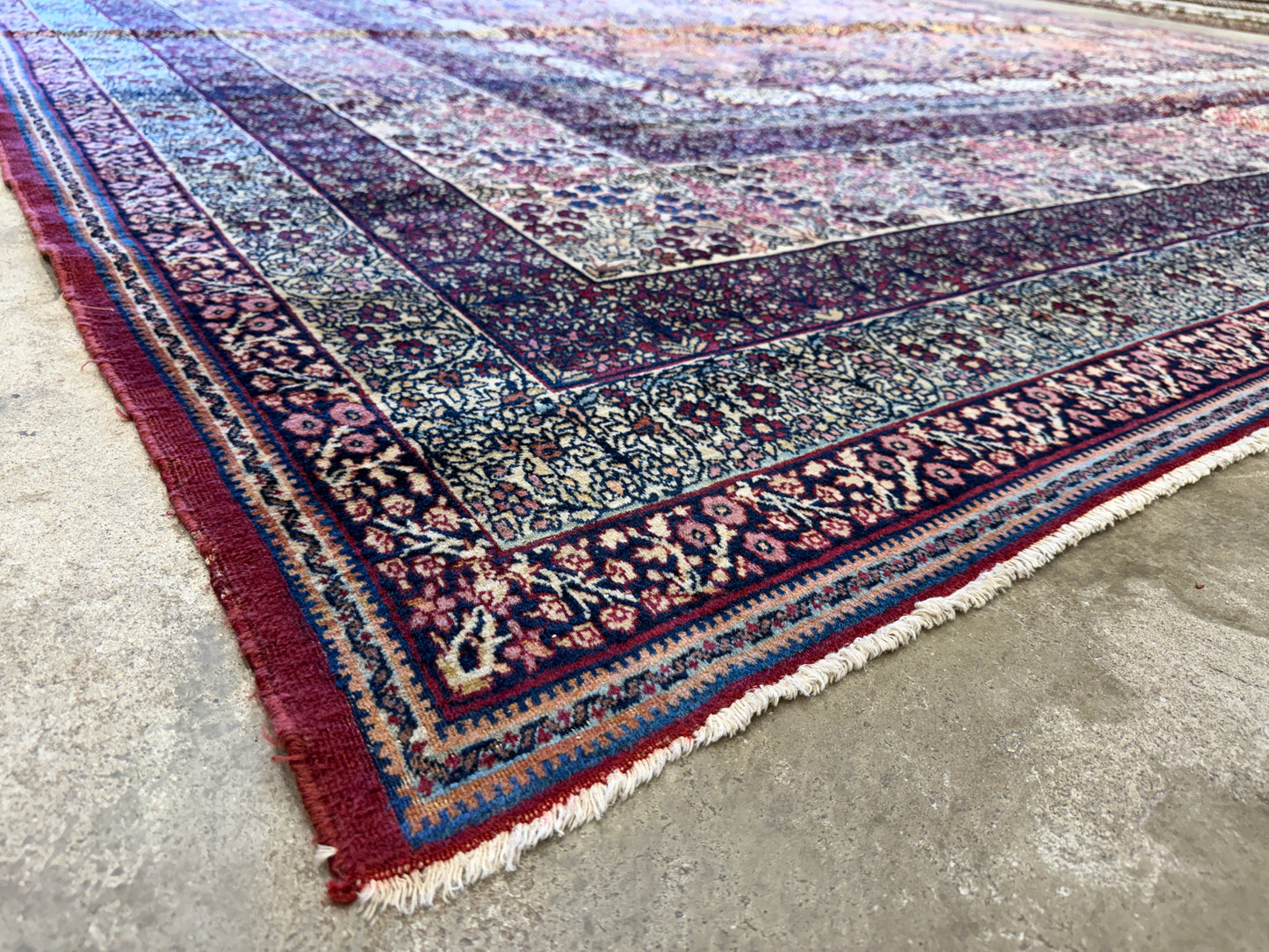 12’11”x21’7” Very Fine Collector Antique Hand-Knotted Signed Persian Kerman Area Rug