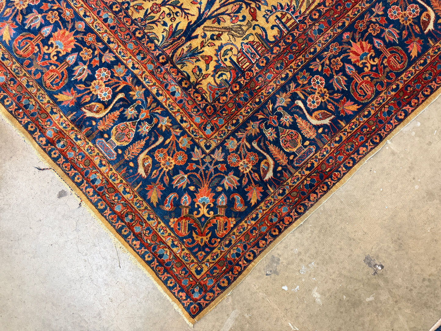 Antique Hand-Knotted Persian Kashan Rug - 8'8"x11'9"