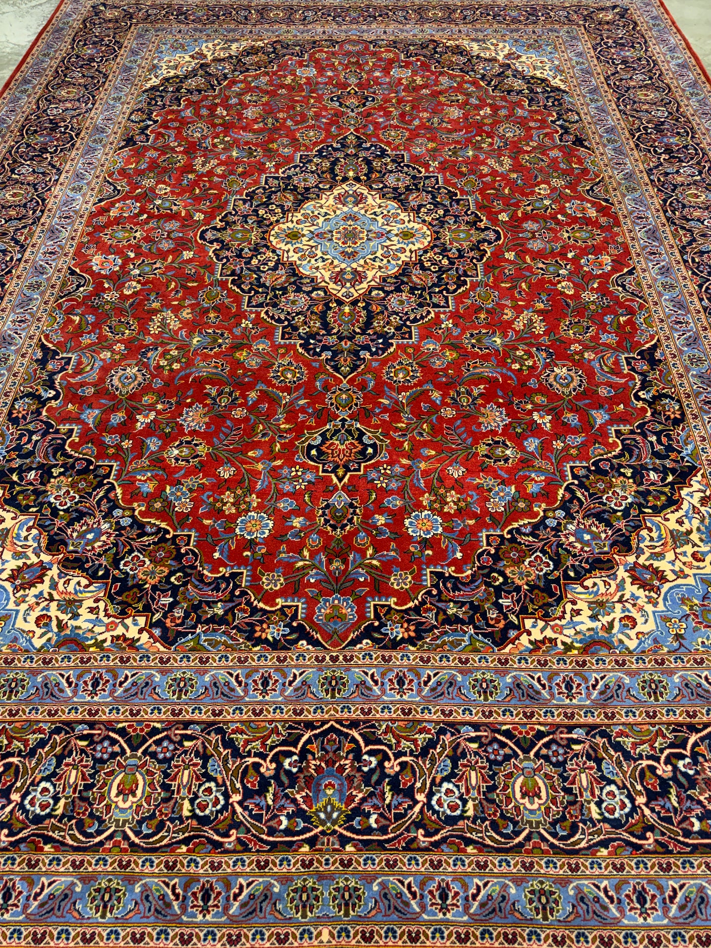 9’11”x13’ Hand-Knotted Signed Persian Kashan Area Rug