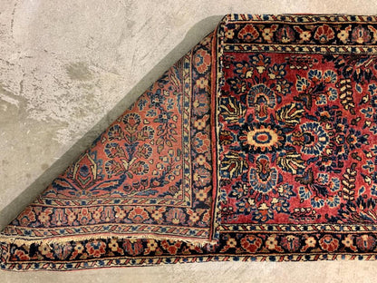 2'1"x4' Antique Handmade 100% Wool Persian Sarouk Rug