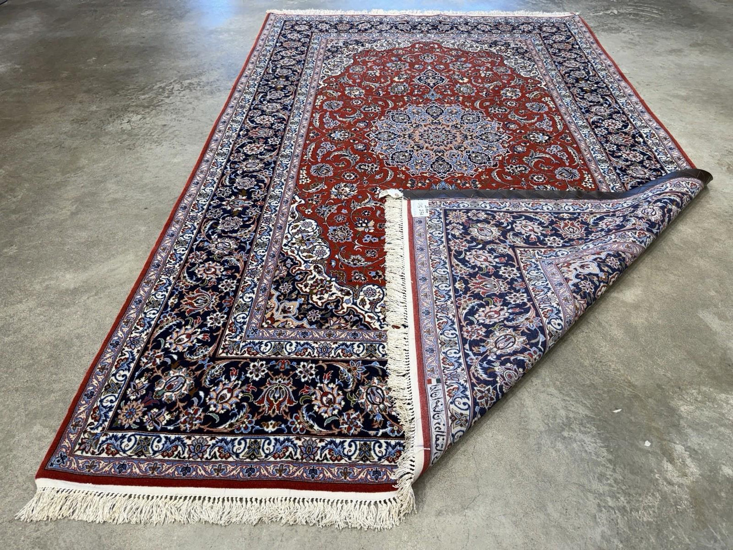 5’x8’ Hand-Knotted Fine Wool & Silk Isfahane Zolfaghari Area Rug - Red Signed