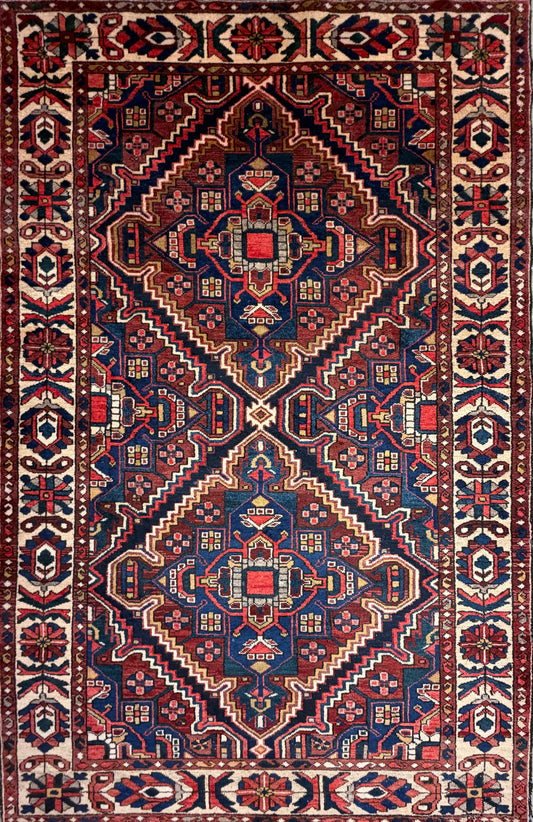 Antique Hand-Knotted Bakhtiari Rug - 5’5”x8’4”