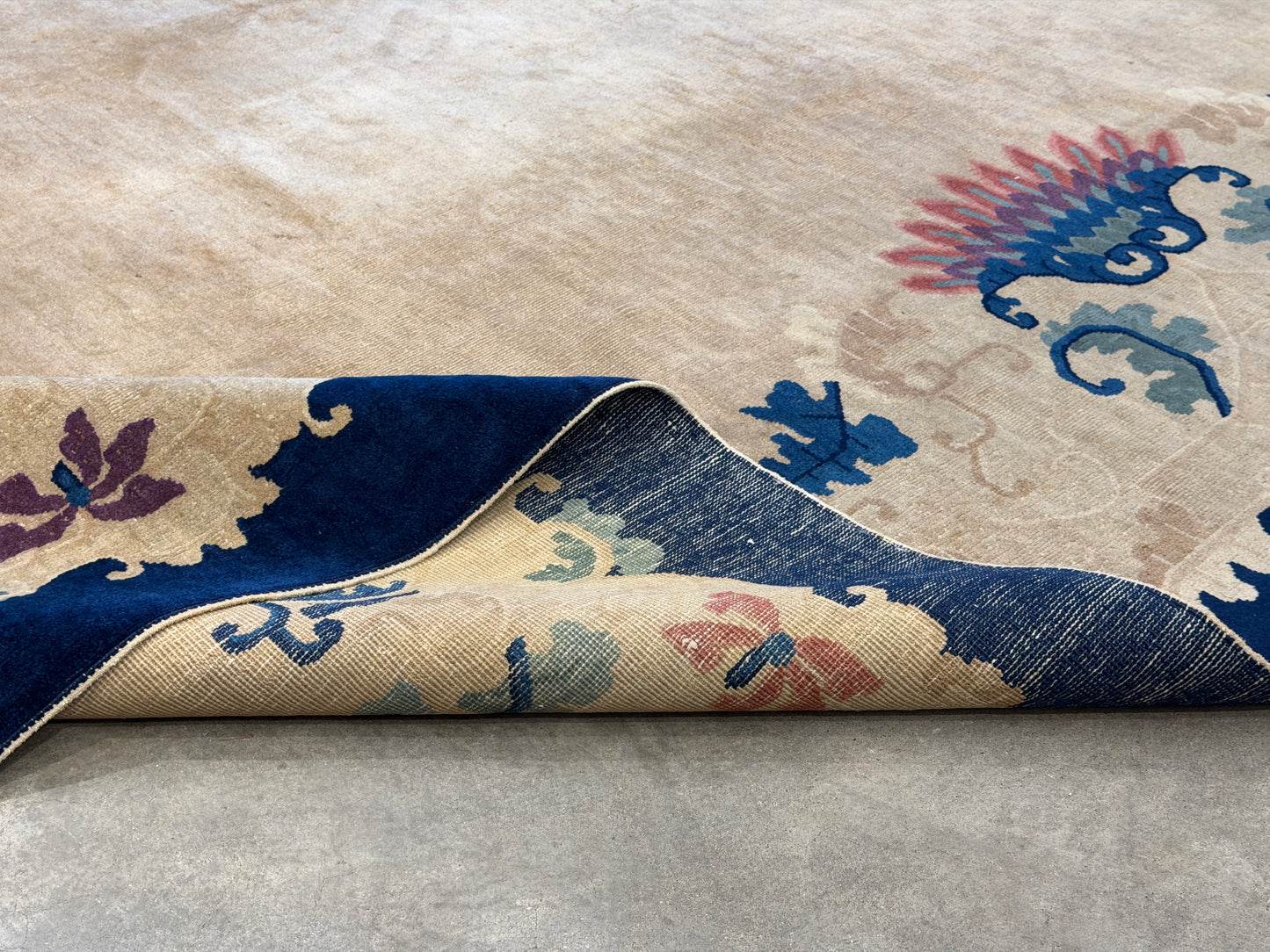 10’1”x13’8” Antique Hand-Knotted Chinese Art Deco Nichols Area Rug