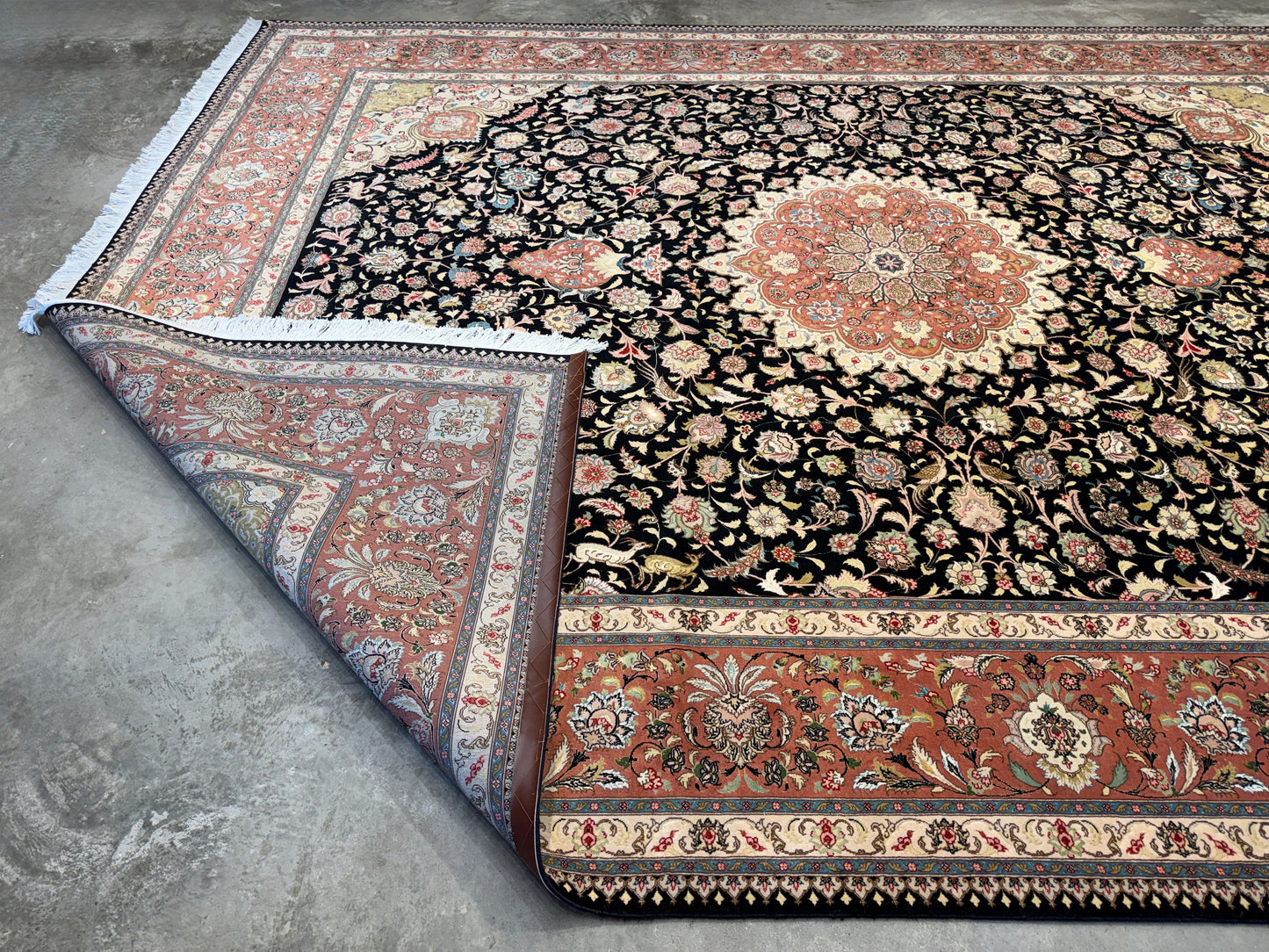 Hand-Knotted 60 Raj Persian Tabriz Rug - 10’x12’9”