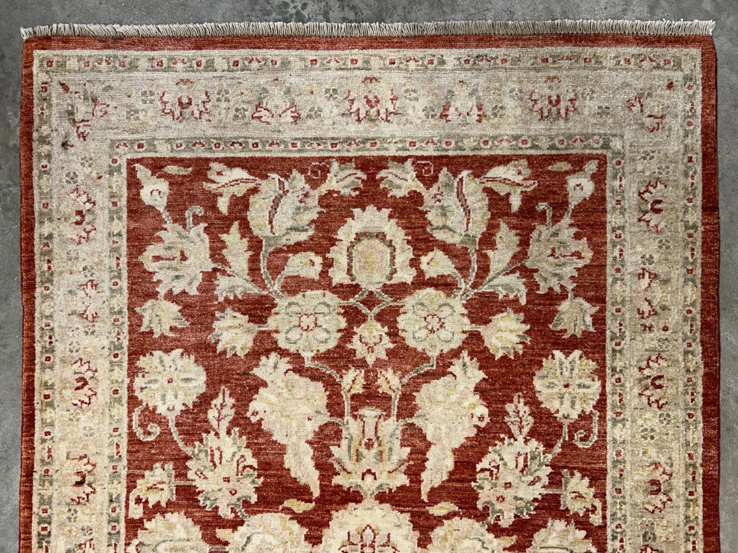 4'x5'9" Hand-knotted Wool All-Over Area Rug - Handmade Carpet Red 4x6
