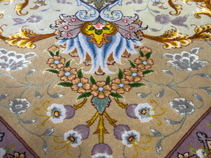 11’4”x16’2” Very Fine Hand-Knotted Persian Tabriz 80 Raj Signed Area Rug