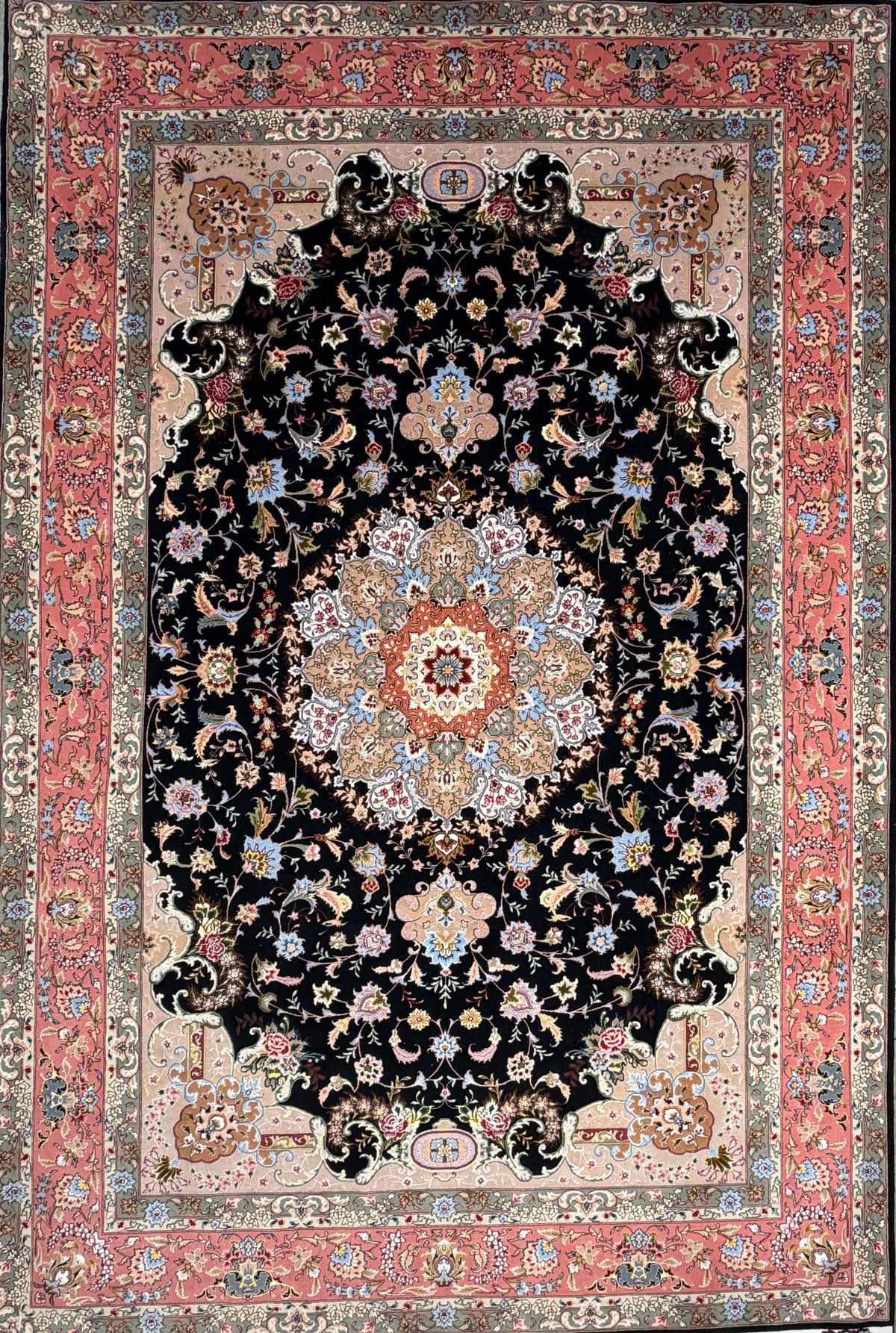 Hand-Knotted 60 Raj Persian Tabriz Rug - 6'9"x10'5"