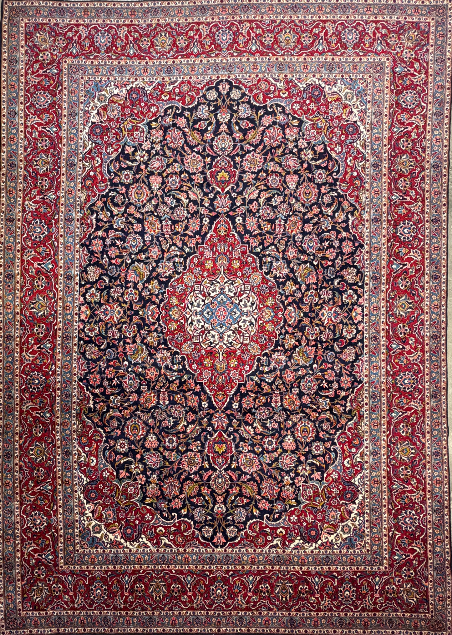 Hand-Knotted Persian Kashan Rug - 9’11”x14’3”
