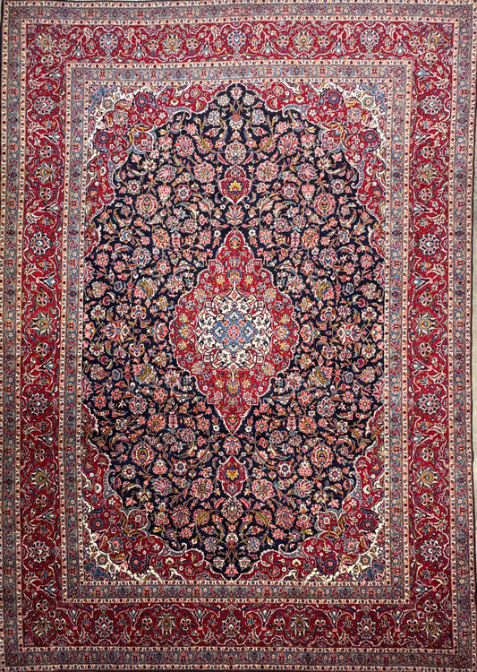 Hand-Knotted Persian Kashan Rug - 9’11”x14’3”