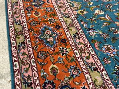 Hand-Knotted 80 Raj Persian Tabriz Rug - Signed Aghazadeh - 5'9"x9'5"