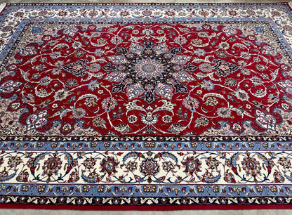 Hand-Knotted Persian Isfahan Rug - Signed Enteshari - 6'7"x9'10"