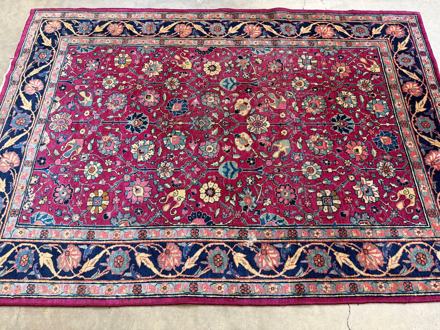 Hand-Knotted Antique Persian Kashan Rug - 4’5”x6’4”