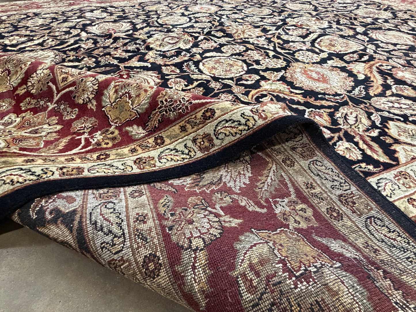 12’1”x15’2” Hand-Knotted Wool Agra Area Rug Handmade All-over Carpet