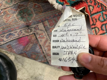 4'2"x7'7" Tribal Handmade 100% Wool Persian Nahavand Rug