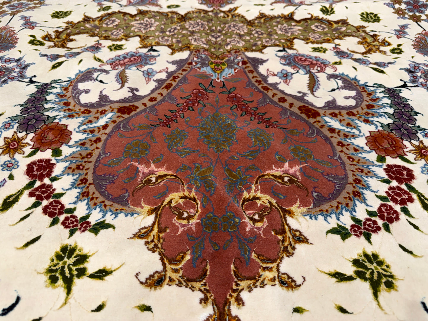 13’x19’10” Very Fine Hand-Knotted 80 Raj Persian Tabriz Rug - Signed