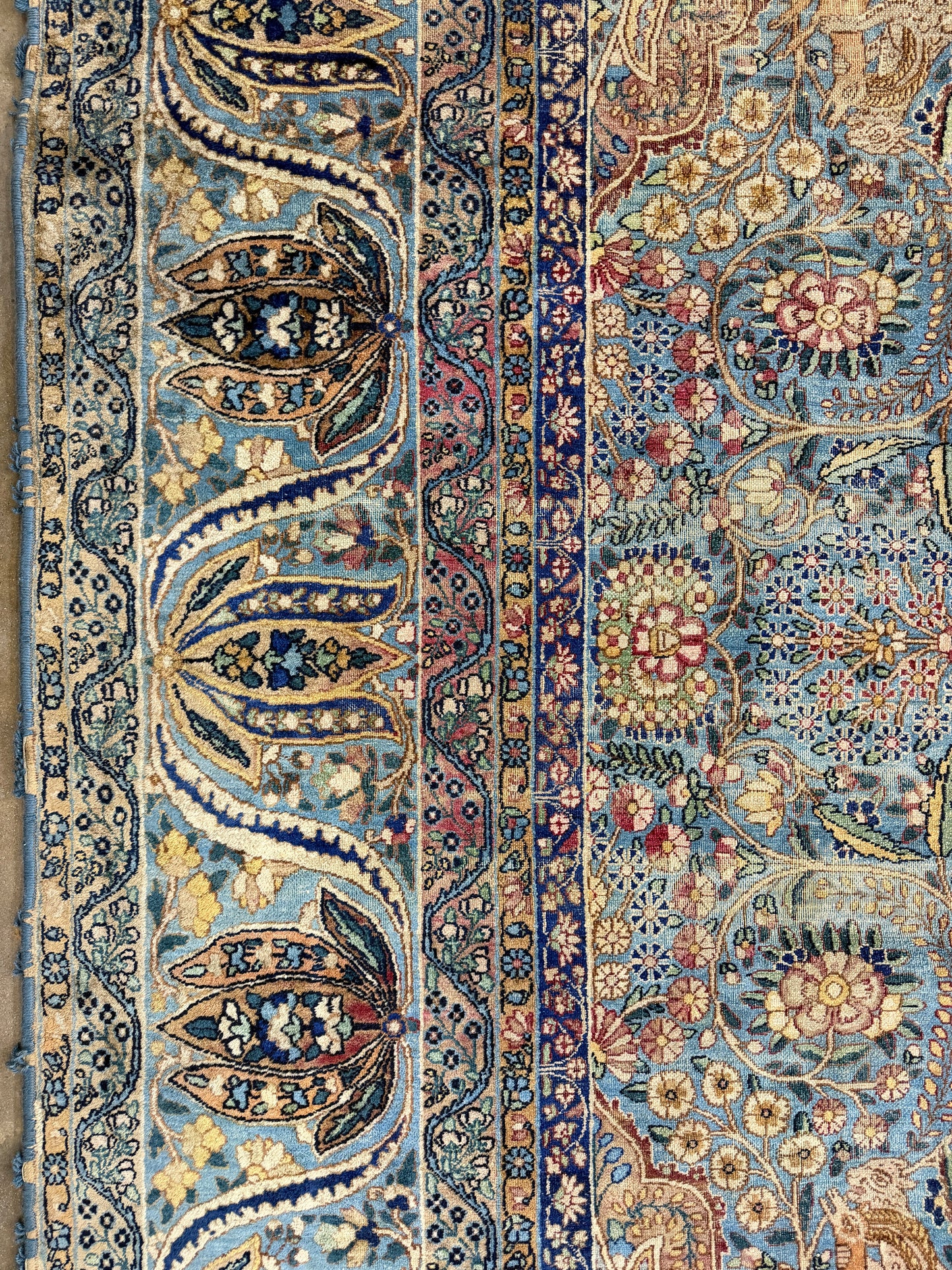 11’x14’10” Antique Hand-Knotted Fine Wool Persian Kerman Area Rug Handmade