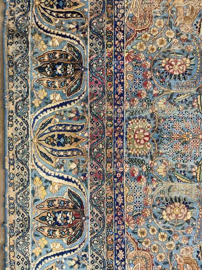 11’x14’10” Antique Hand-Knotted Fine Wool Persian Kerman Area Rug Handmade