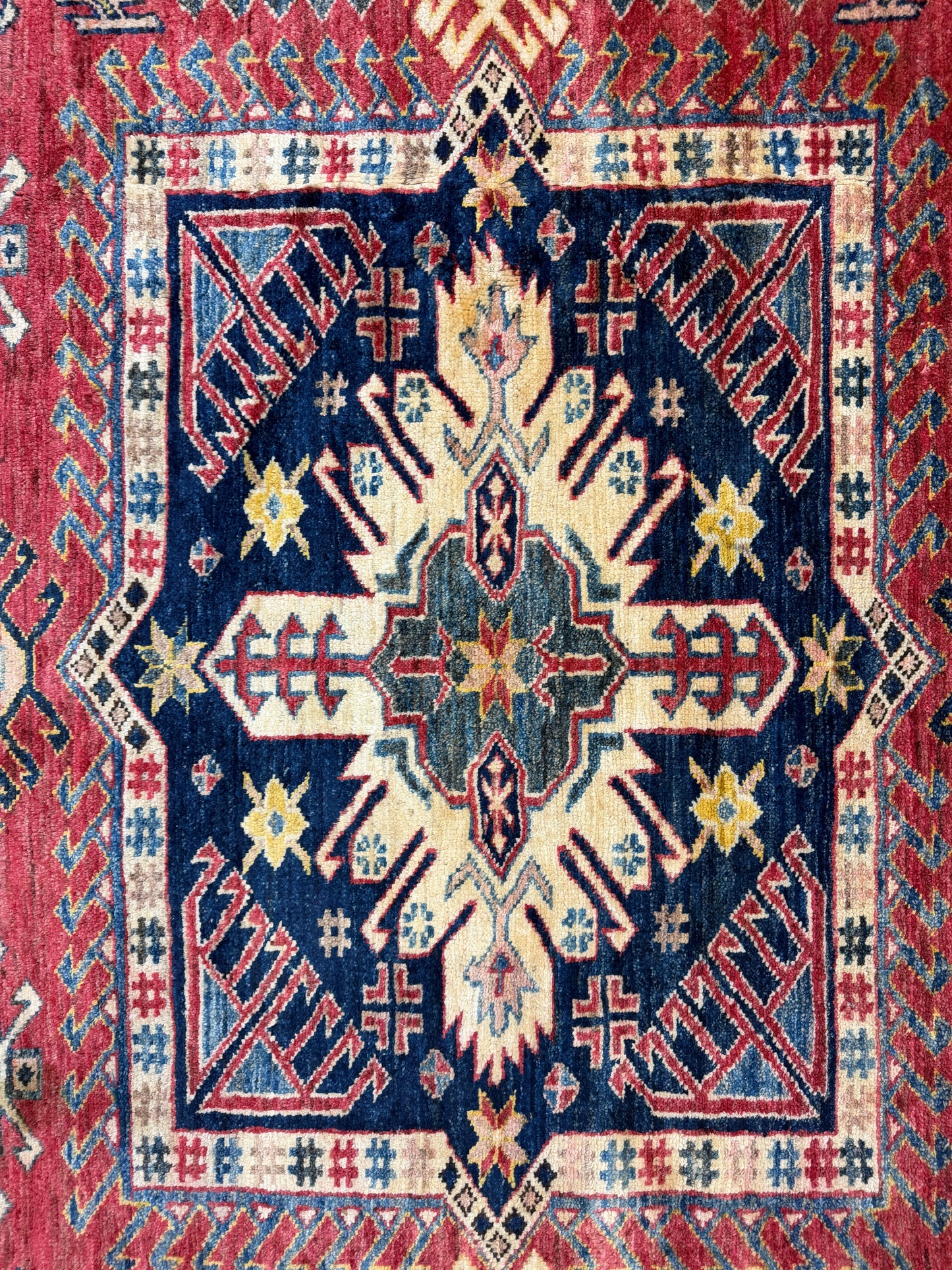 11’x12’3” Hand-Knotted Wool Kazak Area Rug