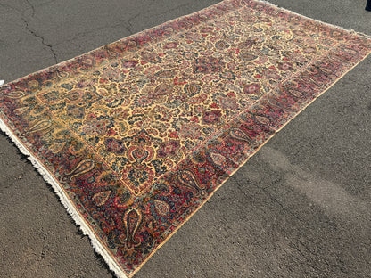 9’10”x17’6” Antique Hand-Knotted Lavar Kerman Persian Area Rug