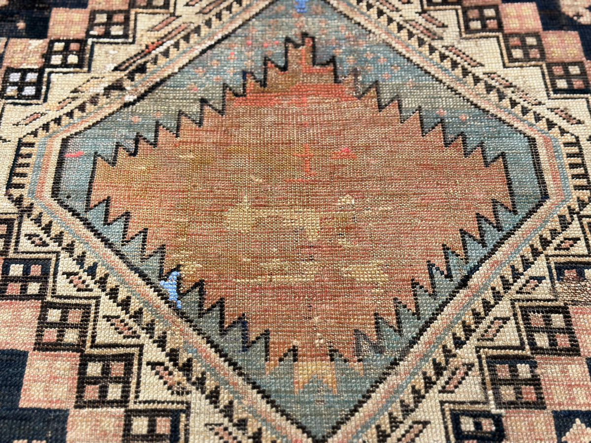 Antique Hand-Knotted Russian Kazak Rug - 4'9"x10'2"