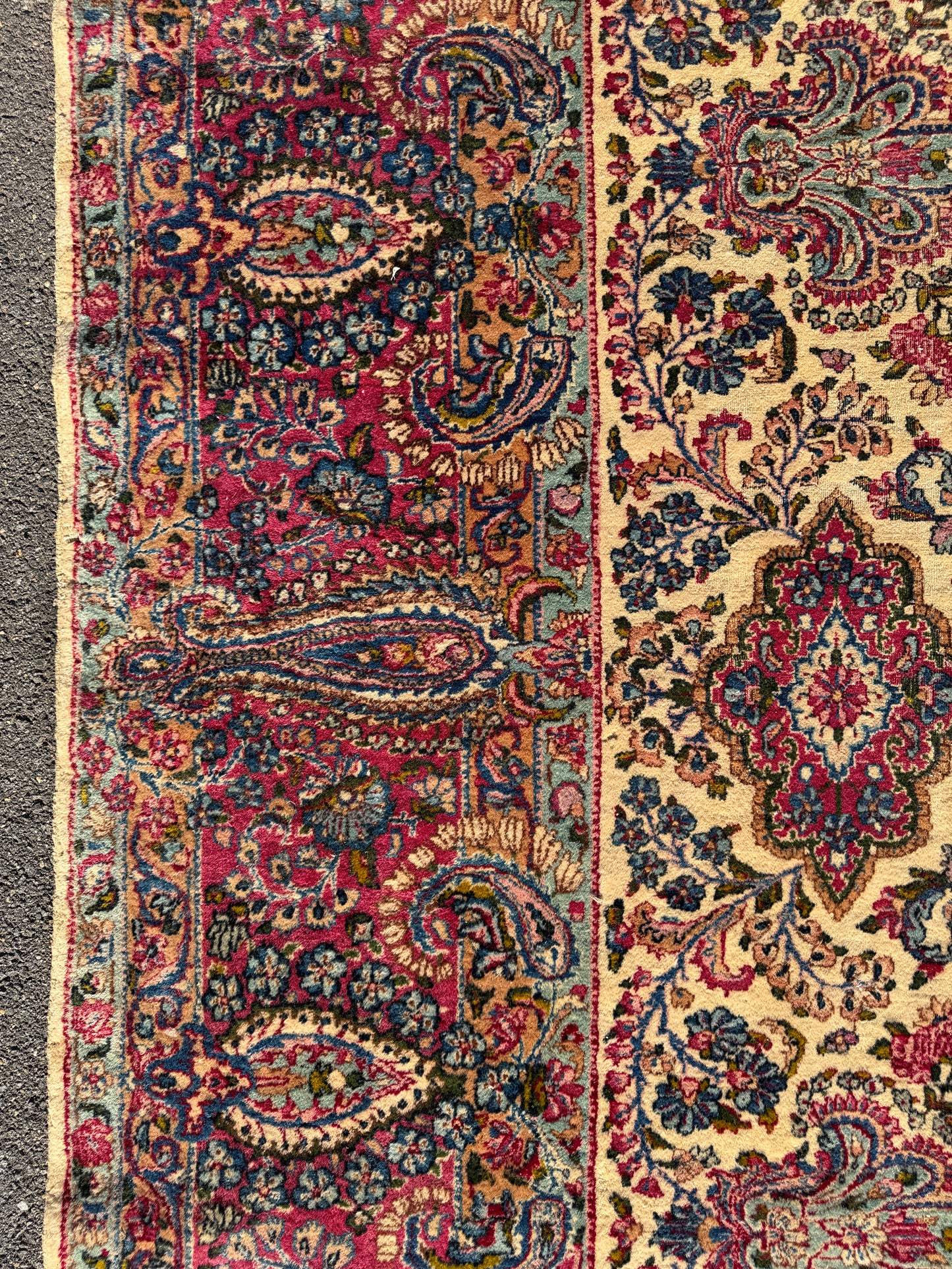 9’10”x17’6” Antique Hand-Knotted Lavar Kerman Persian Area Rug